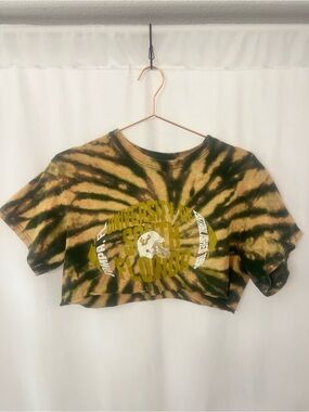 Soffe USF Tie-Dye Crop Tee - Green & Tan University of South Florida Graphic